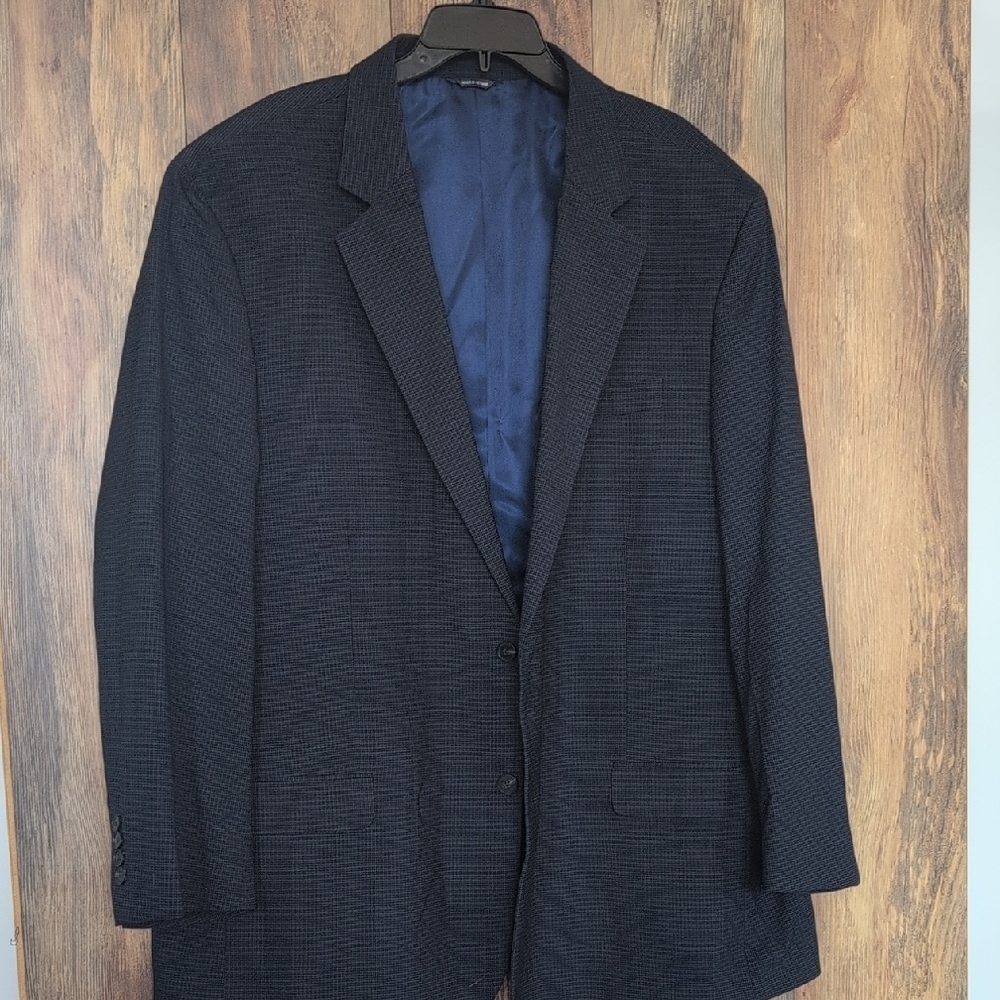 NWT GS Perfect Fit Navy Blue Blazer with Textured Fabric and Notched Lapel 52L
